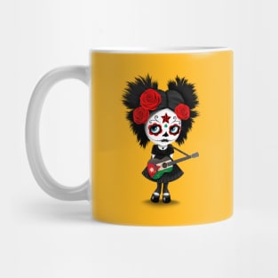 Sugar Skull Girl Playing Jordanian Flag Guitar Mug